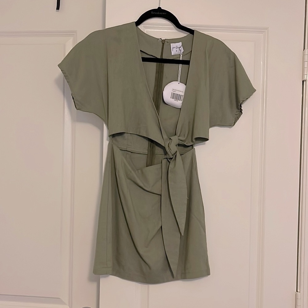 Army Green Wrap Dress | Size 4
